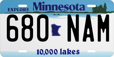 MN license plate 680NAM
