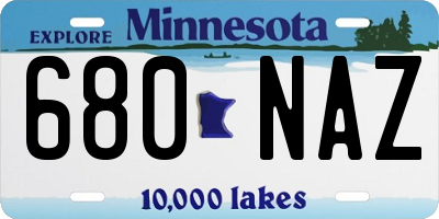 MN license plate 680NAZ