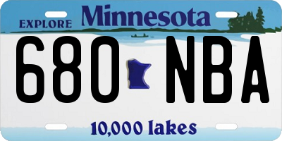 MN license plate 680NBA