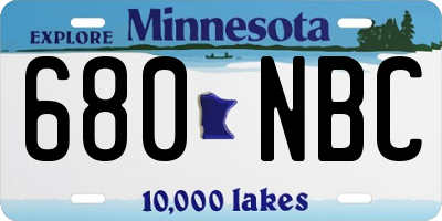 MN license plate 680NBC