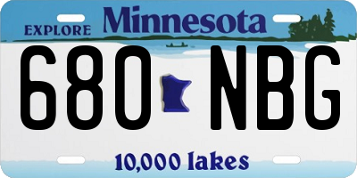 MN license plate 680NBG