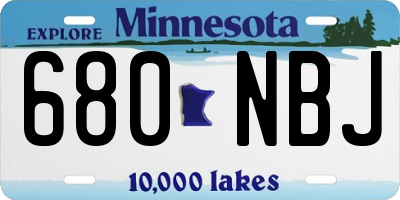MN license plate 680NBJ