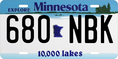 MN license plate 680NBK