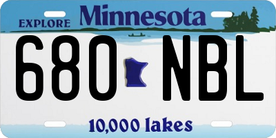 MN license plate 680NBL