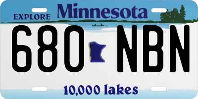 MN license plate 680NBN