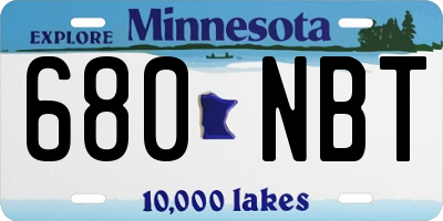 MN license plate 680NBT