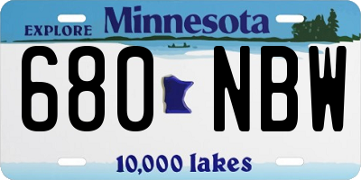 MN license plate 680NBW