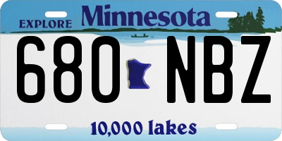 MN license plate 680NBZ