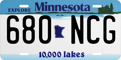 MN license plate 680NCG