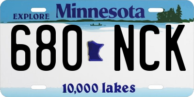 MN license plate 680NCK