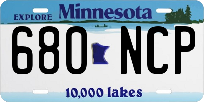 MN license plate 680NCP