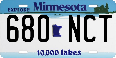 MN license plate 680NCT