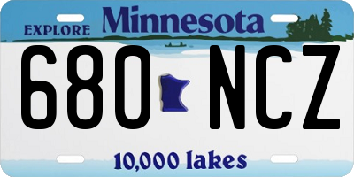 MN license plate 680NCZ