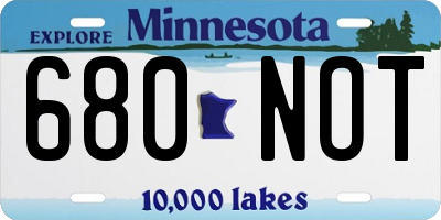 MN license plate 680NOT
