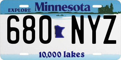 MN license plate 680NYZ