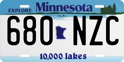 MN license plate 680NZC