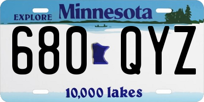 MN license plate 680QYZ