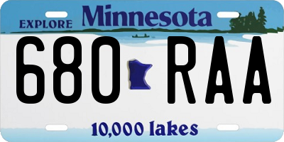 MN license plate 680RAA