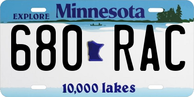 MN license plate 680RAC