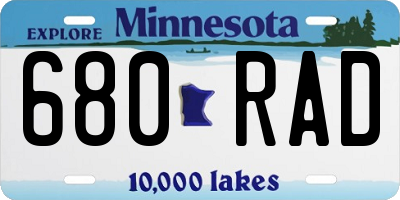 MN license plate 680RAD