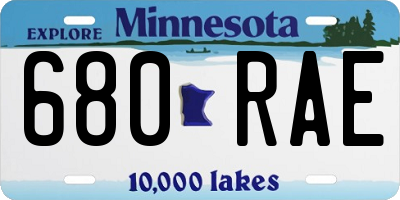 MN license plate 680RAE