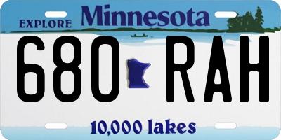 MN license plate 680RAH