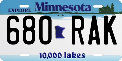 MN license plate 680RAK