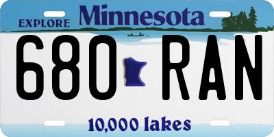 MN license plate 680RAN