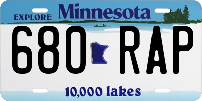 MN license plate 680RAP
