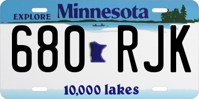MN license plate 680RJK