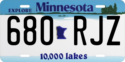 MN license plate 680RJZ