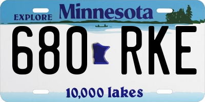 MN license plate 680RKE