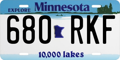 MN license plate 680RKF