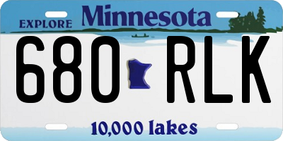 MN license plate 680RLK