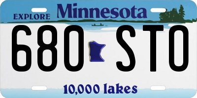 MN license plate 680STO