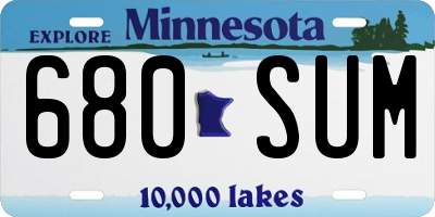 MN license plate 680SUM