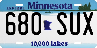 MN license plate 680SUX
