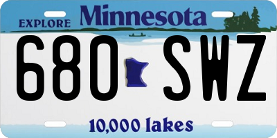 MN license plate 680SWZ