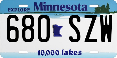 MN license plate 680SZW