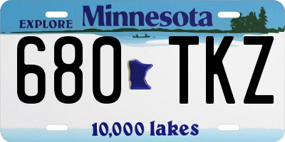 MN license plate 680TKZ