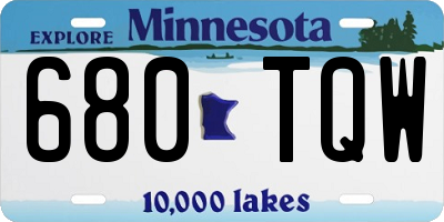 MN license plate 680TQW