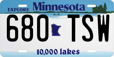 MN license plate 680TSW