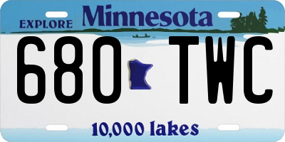 MN license plate 680TWC
