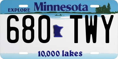 MN license plate 680TWY