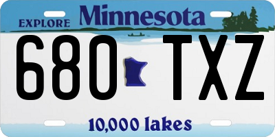 MN license plate 680TXZ