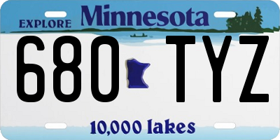 MN license plate 680TYZ