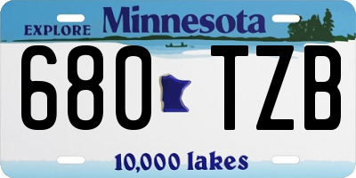 MN license plate 680TZB