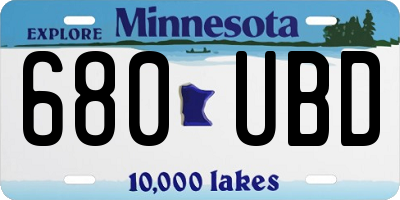 MN license plate 680UBD