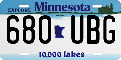 MN license plate 680UBG