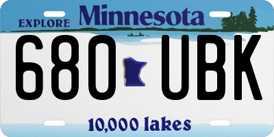 MN license plate 680UBK